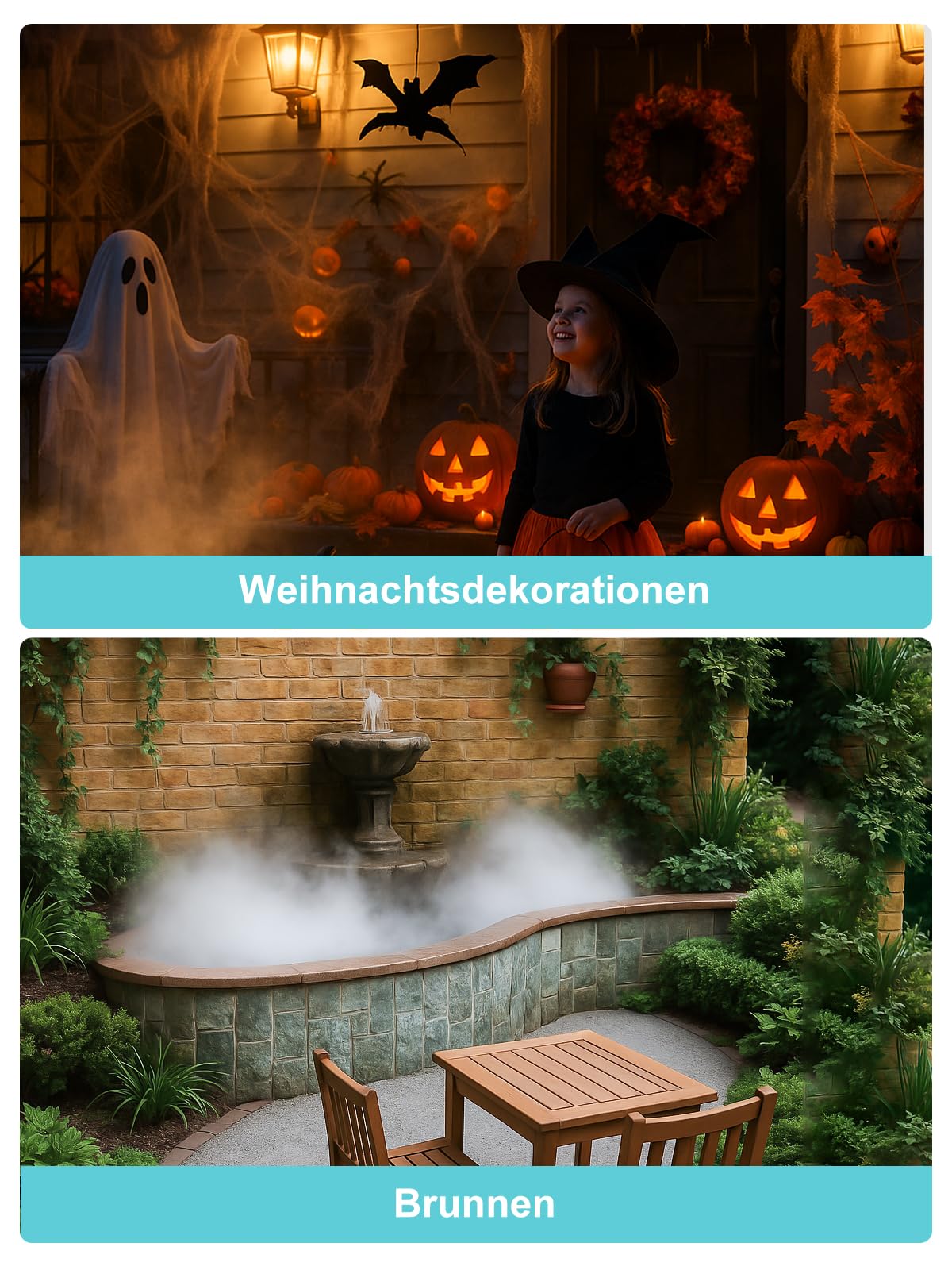Trintion Ultraschall Nebelmacher Nebler Luftbefeuchter 7000mL/H, 10 Köpfe Hohe Nebelausgabe Halloween Mister Fogger für Teich, Gewächshaus, Luftbefeuchtung, Dekoration (mit Ersatzmembranen) (10 Head)