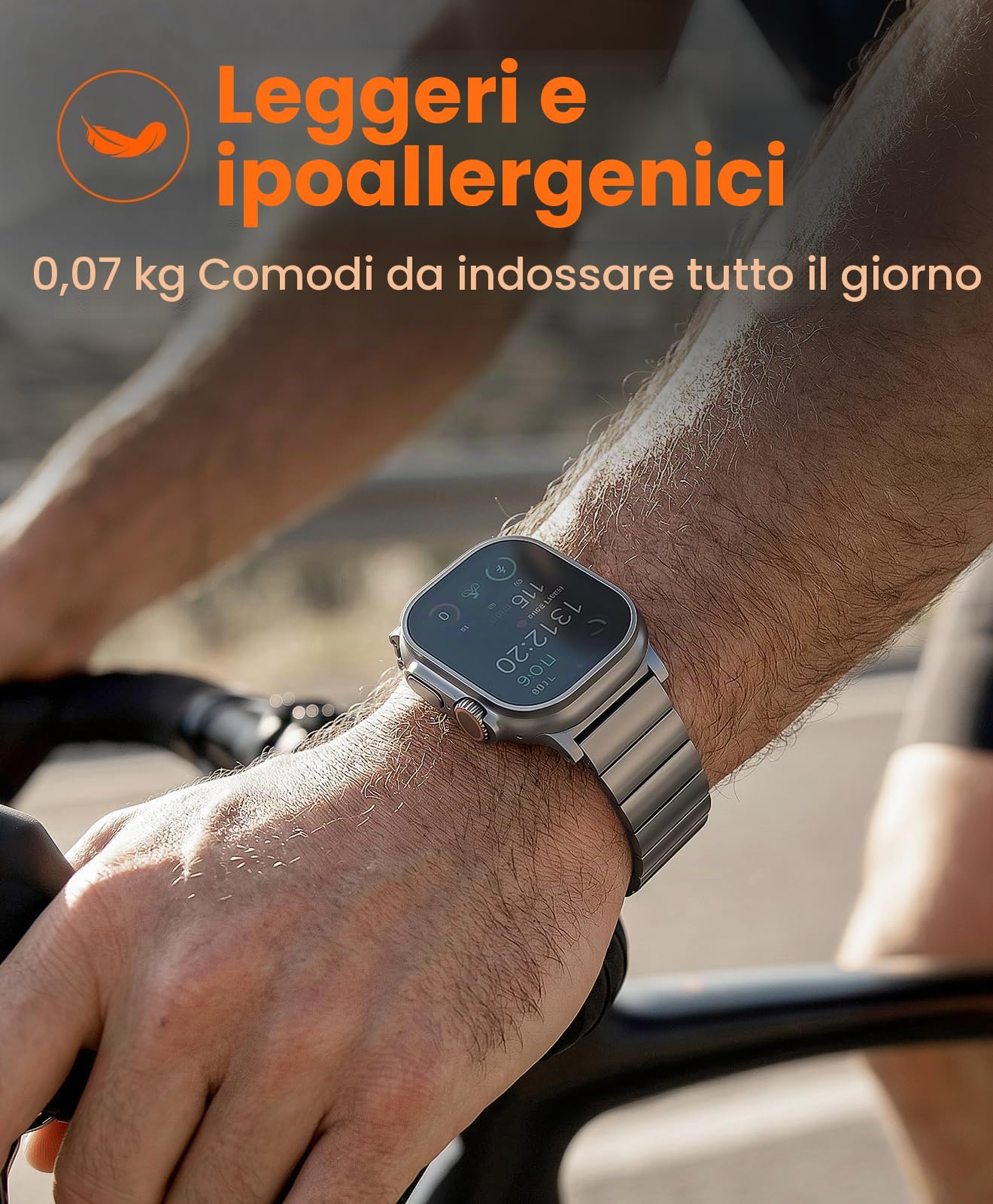 Cinturino in titanio CRNS02 compatibile con Apple Watch Ultra 3/2/1 49 mm, serie 11/10 46 mm - 24 mm di larghezza regolabile in titanio cinturino per Apple Watch - Cinturino in titanio