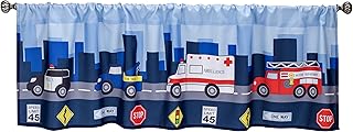 First Responder Hero Themed 60x15â€ Window Valance for Toddler, Baby and Young Boys Bedrooms by Everyday Kids; Window DÃ©cor Treatment with Firetruck, Tow Truck, Police Car and Ambulance