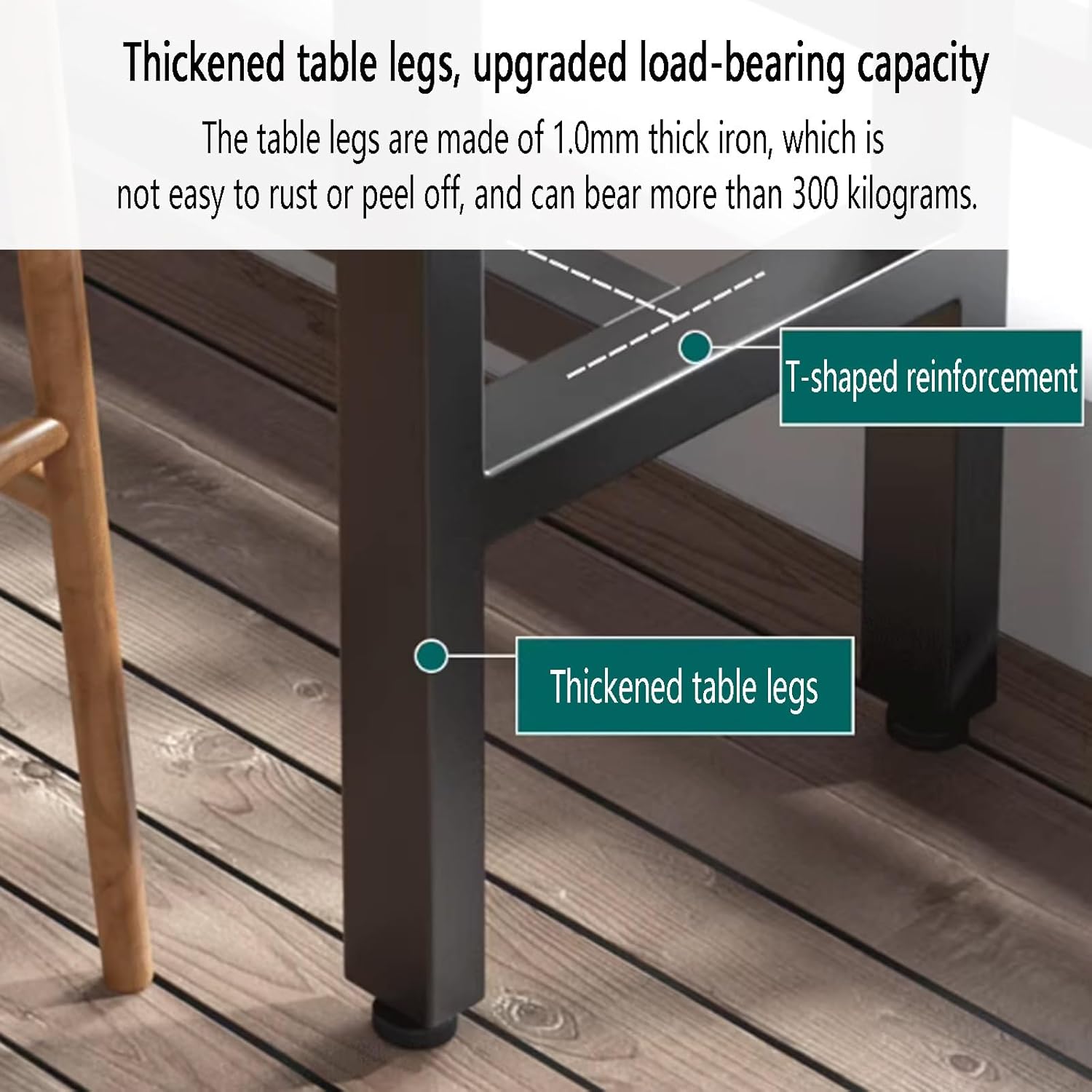 Solid Wood Industrial Bar Table, Irregular Rectangular Design, Modern Narrow Patio Coffee Table, Metal Base, Perfect for Dining & Balcony (160x40x105cm)