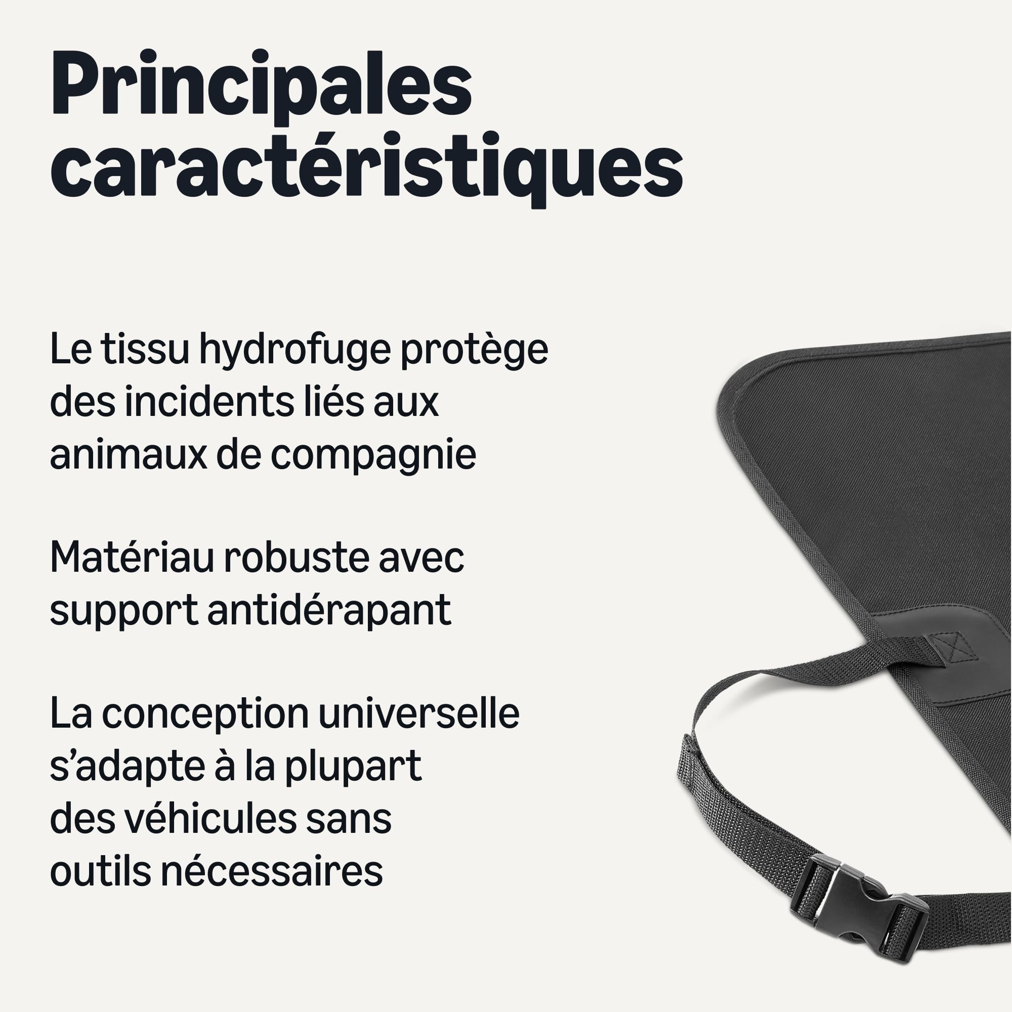 Amazon Basics Housse de siège Auto pour Animaux de Compagnie, 100% imperméable, 600D très résistante, Noir
