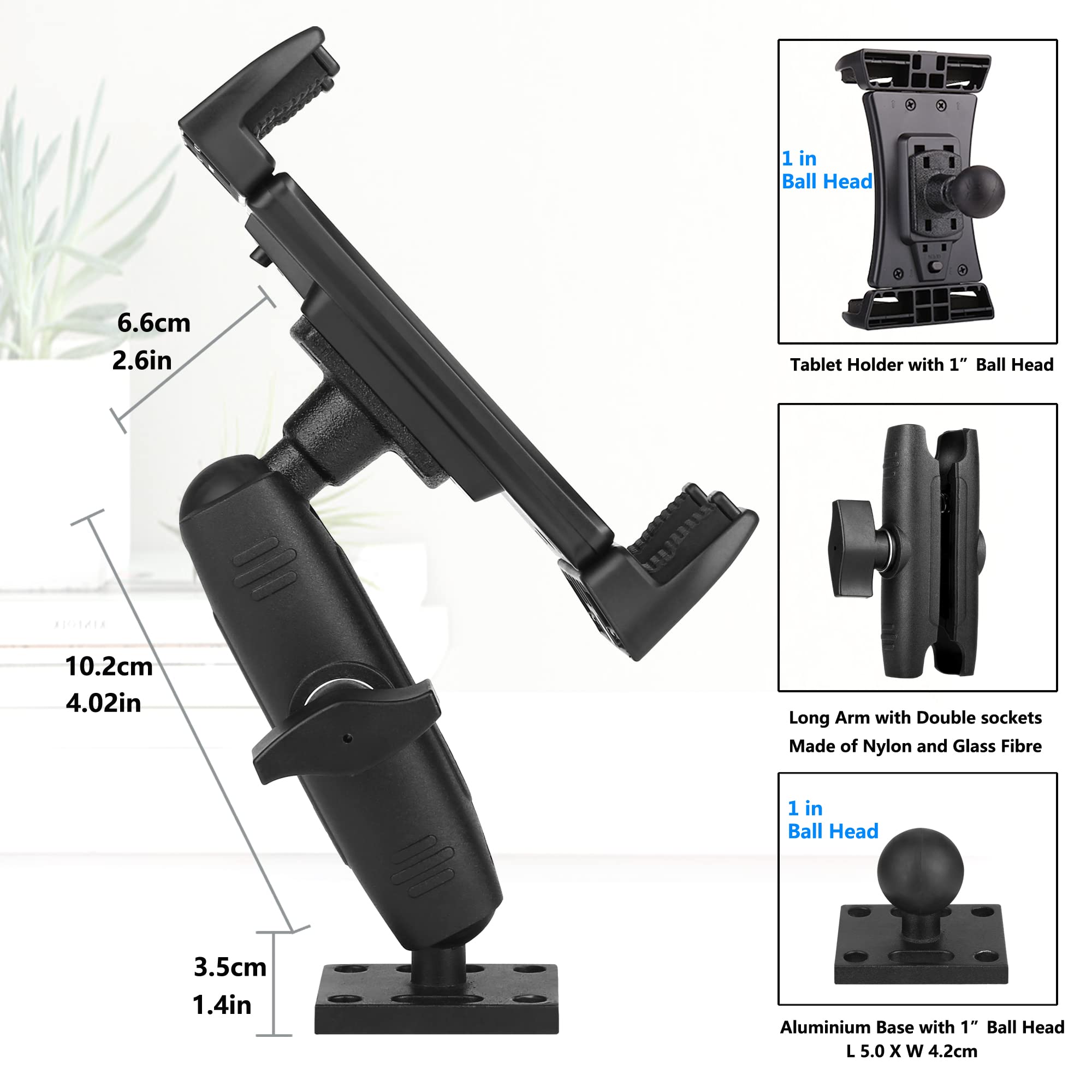 Uchwyt ścienny na tablet iPad stojak ścienny z długim ramieniem obracana o 360° aluminiowa podstawa do tabletu 4~15 cali i telefonu komórkowego iPad Pro 12,9, Galaxy Tab S9 Ultra 14,6 S9FE