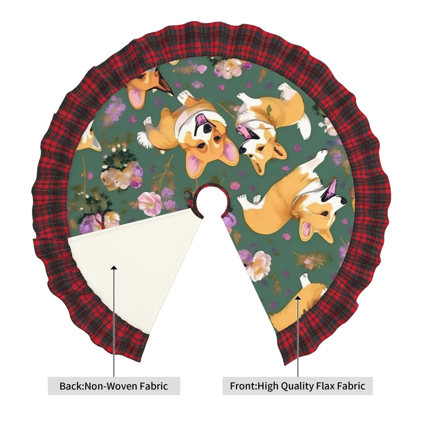 Corgi Gonna Per Albero Di Natale A Quadri - 91 Cm - Base Decorativa Per Albero - Fodera Per Festa