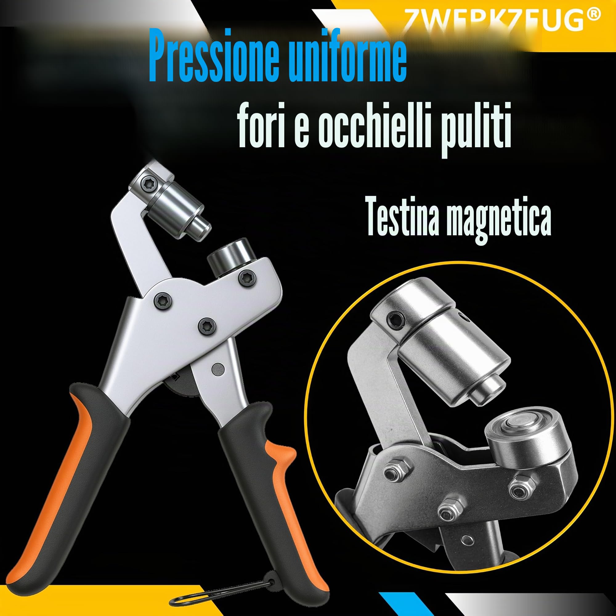 Set di pinze per occhielli professionali con 2 ricambiati, set di occhielli (diametro 10 mm), pressa magnetica per occhielli per tessuti, teloni e tende da sole (pinza per occhielli)