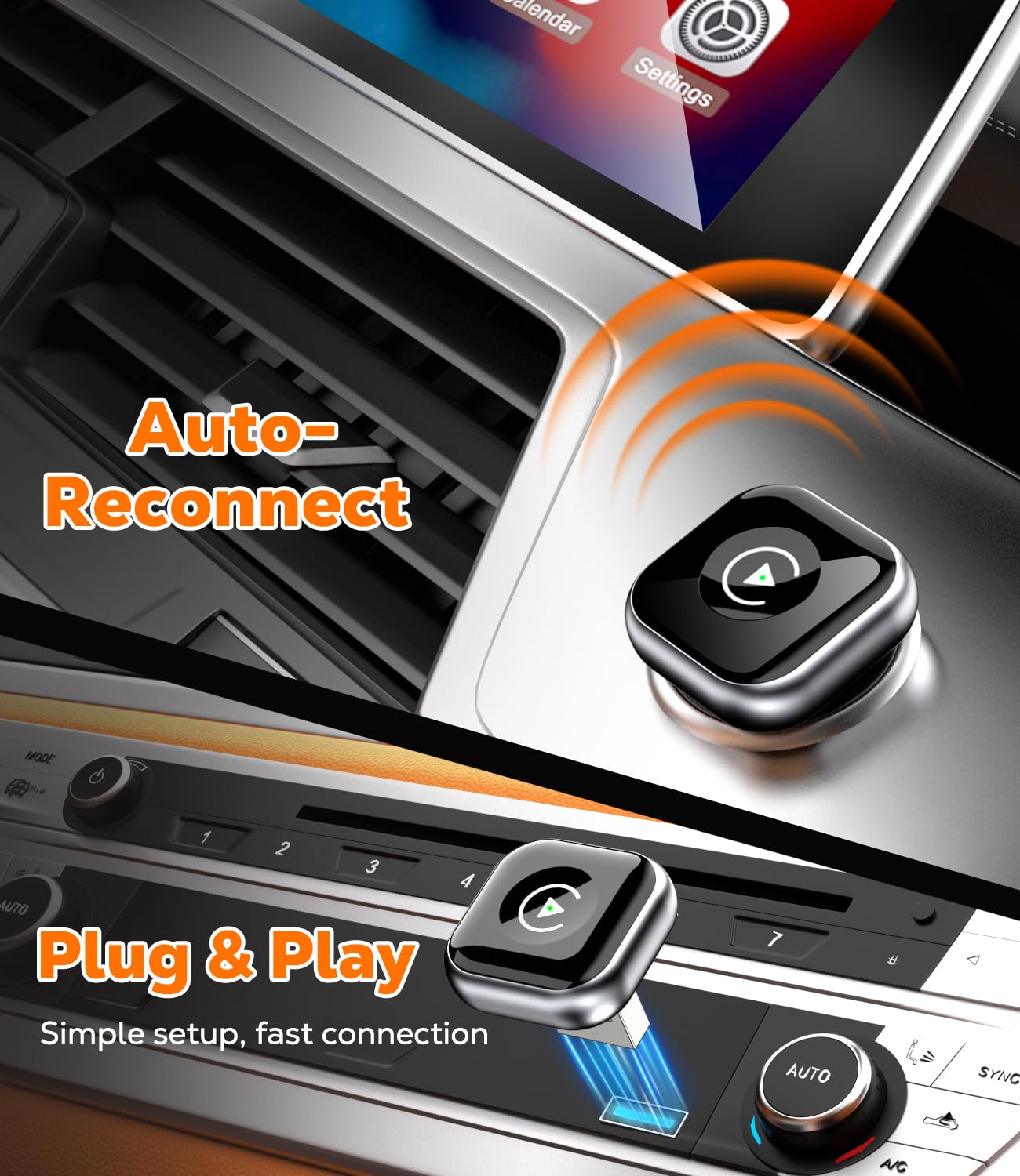 Adattatore CarPlay wireless SOLO per Apple CarPlay Cablato installato In Fabbrica & iOS 10+ – Converte Car Play Cablato in Wireless – USB C/A Plug & Play, Super Mini, Connessione Bluetooth Stabile
