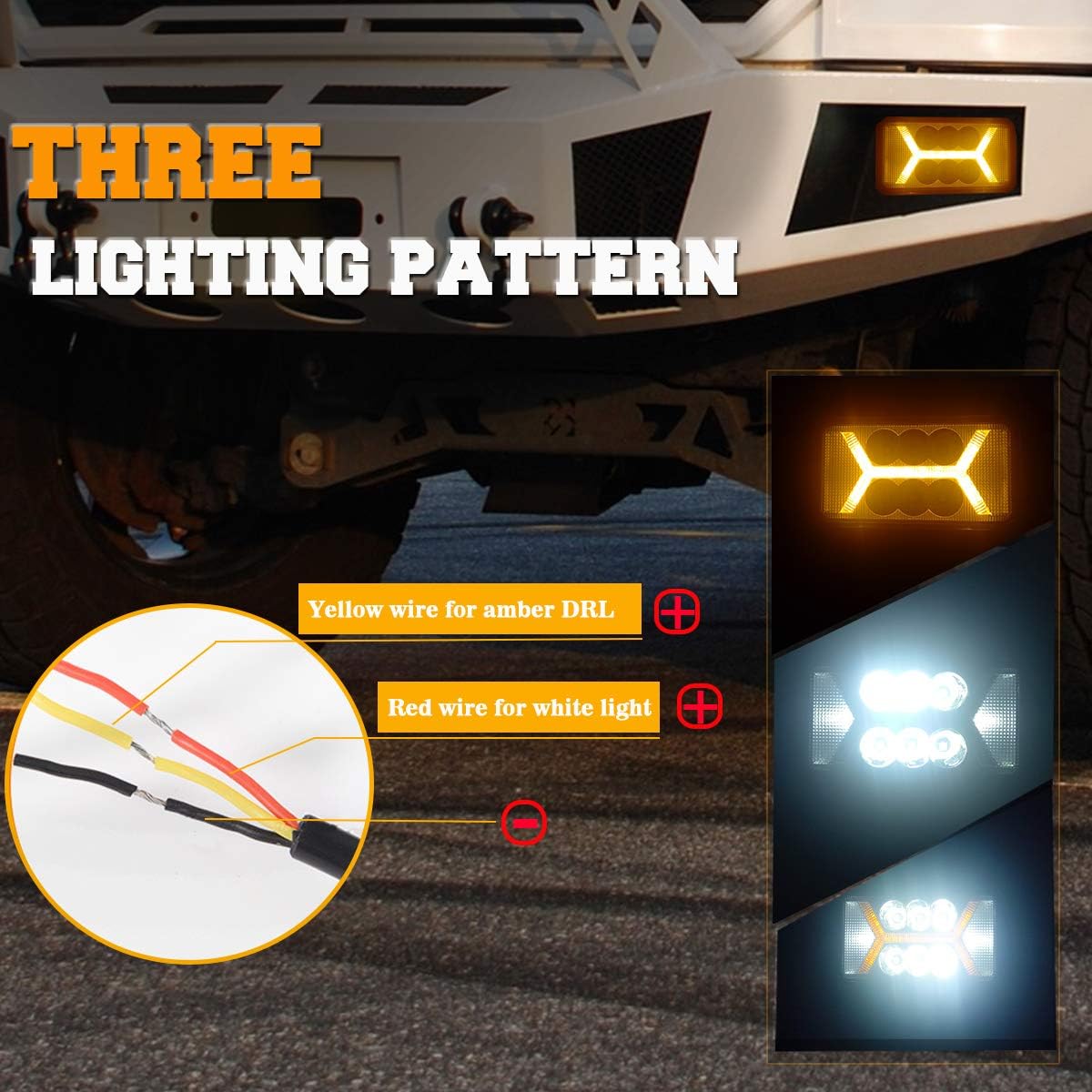 Chelhead Flush Mount Led Light Bars with Amber DRL 24W Spot Flood Combo Off Road Backup Driving Lights Fog Lamp Compatible with Jeep Ford Bumper ATV UTV SUV Truck Boat