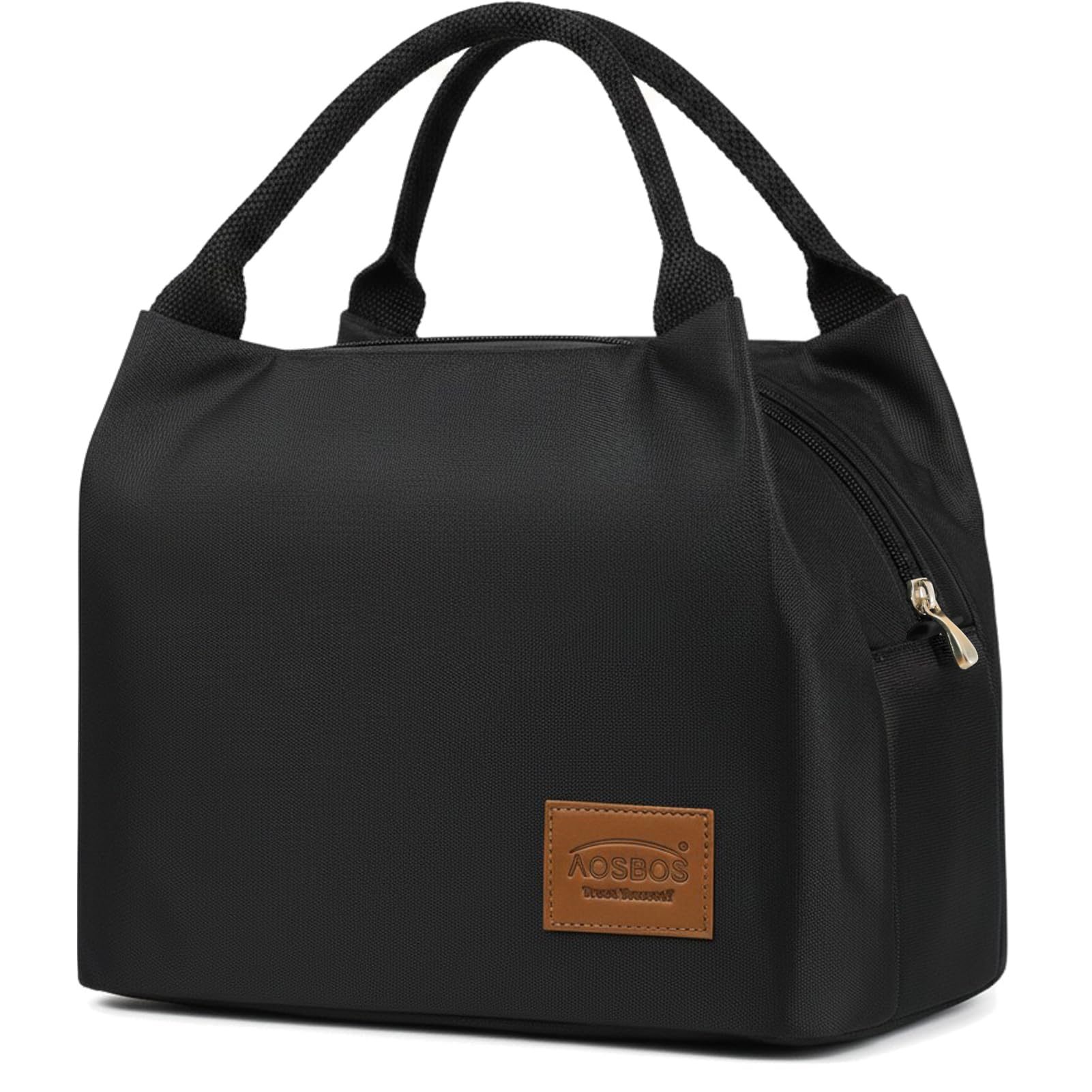 Aosbos Black Lunch Bag Women Insulated Lunch Bags for Adult Lunch Box for Women Lunchbox Lunch Tote Bento Box Cooler Bag for Work Office Picnic