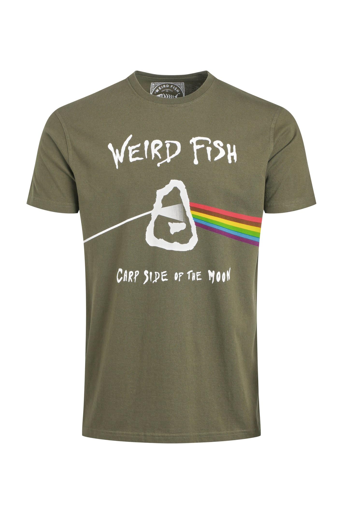 Weird Fish Men's Deep Lichen Green Carp Side Front Print Artist T-Shirt Size 2XL