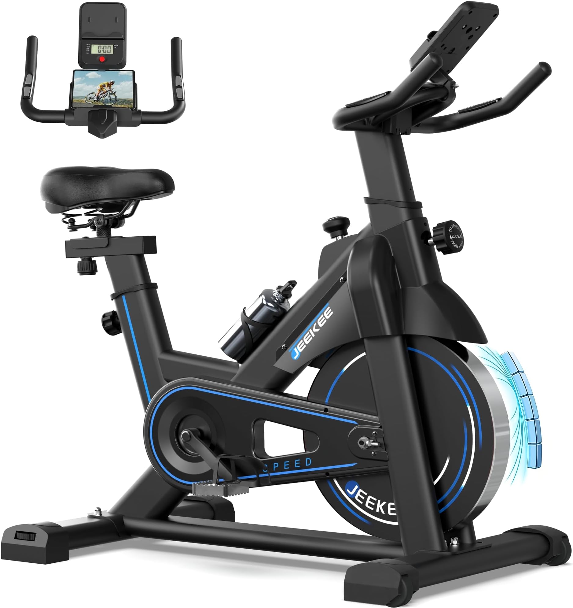 JEEKEE Magnetic Exercise Bike for Home, 330 lb Weight Capacity,Silent Drive