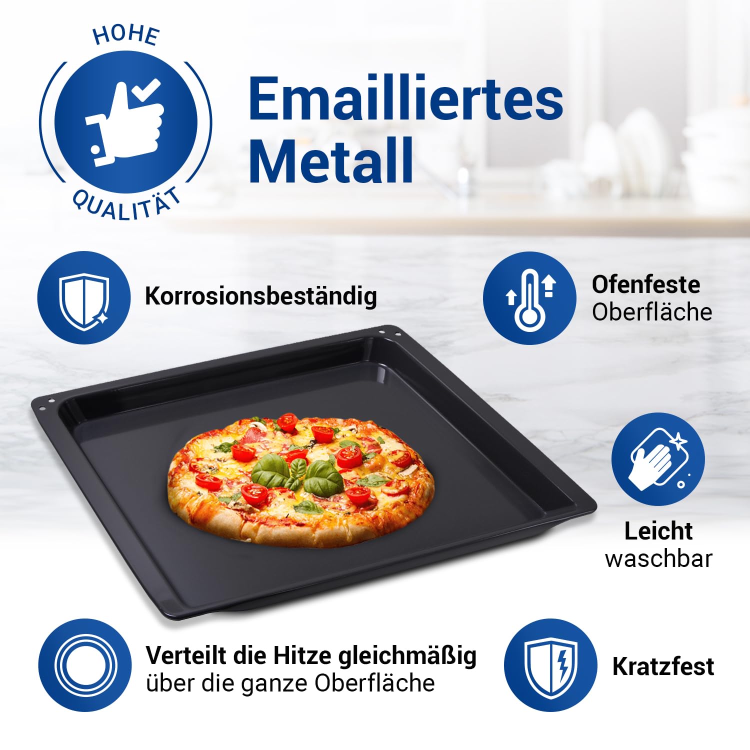 VIOKS Blacha do pieczenia emaliowana, 465 x 375 x 26 mm, zamiennik do Neff Z1342X0 00574910 blacha do piekarnika - blacha do piekarnika Siemеns Constructa Bosch - Baking Sheet