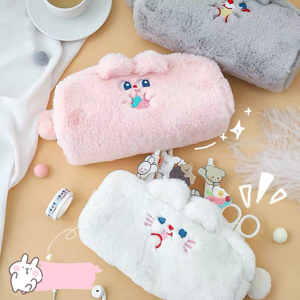 Amazon | ぬいぐるみペンケース もこもこペンケース もこもこ筆箱