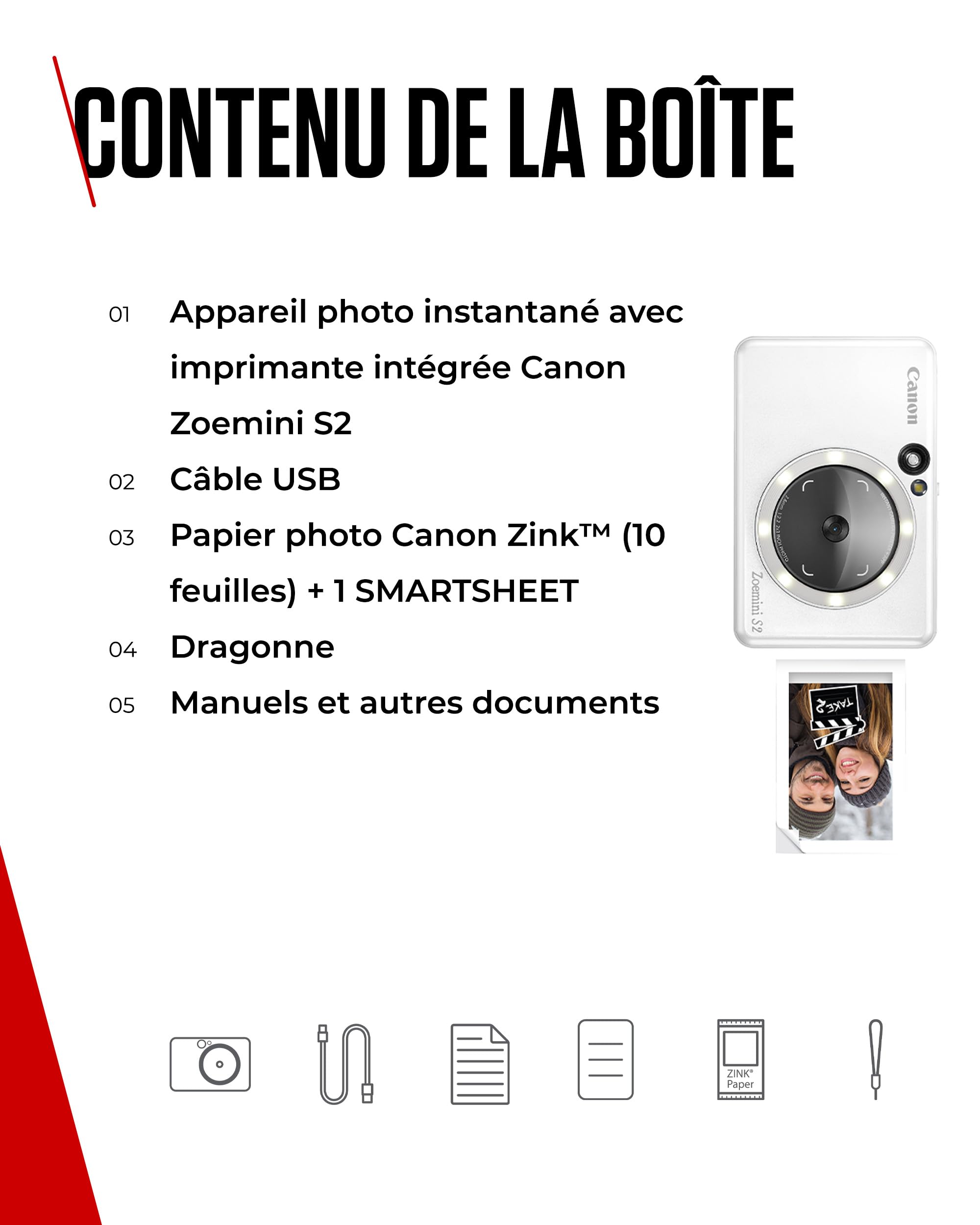 Appareil Photo Instantané Canon Zoemini S2 Blanc