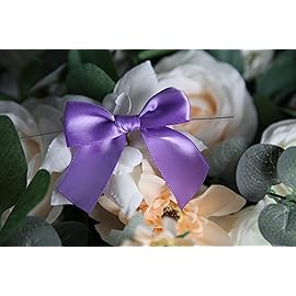 Rainbow Pana 120 Pack Twist Tie Bows for Treat Bags 3 Violet Satin Ribbon Bows for Package Craft Gift Wrapping Decoration