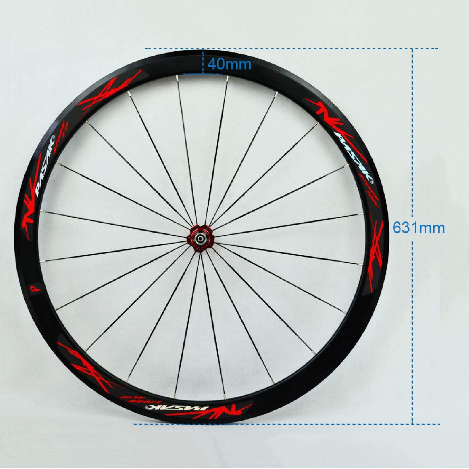 Juego de ruedas de bicicleta con freno V de 40 mm, 700C, llanta de aleación de aluminio para ciclismo de carretera, buje con rodamientos sellados, 24 orificios para 7, 8, 9 y 10 velocidades (Color: