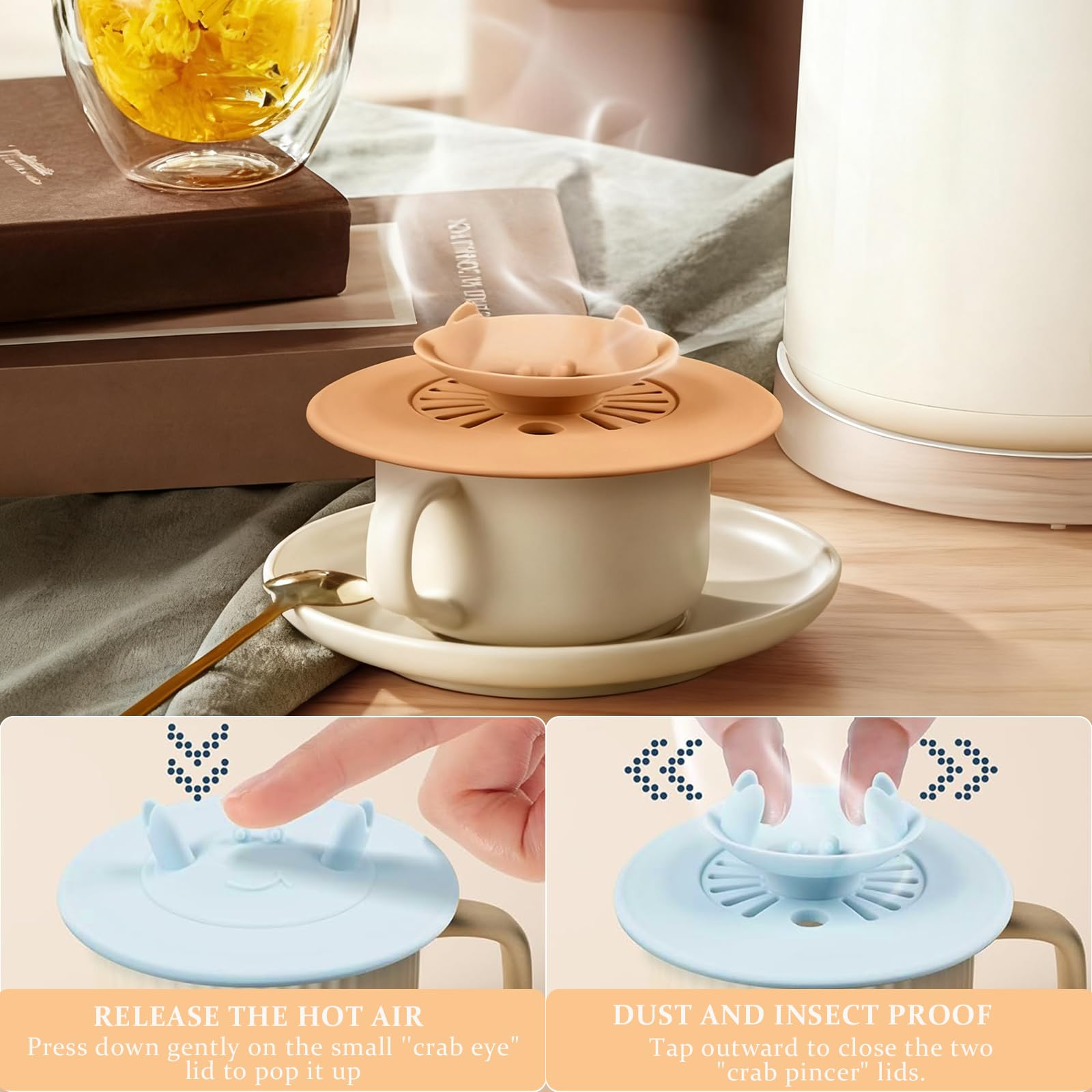 5 Coperchi In Silicone Riutilizzabili Anti-polvere Per Tazze Da