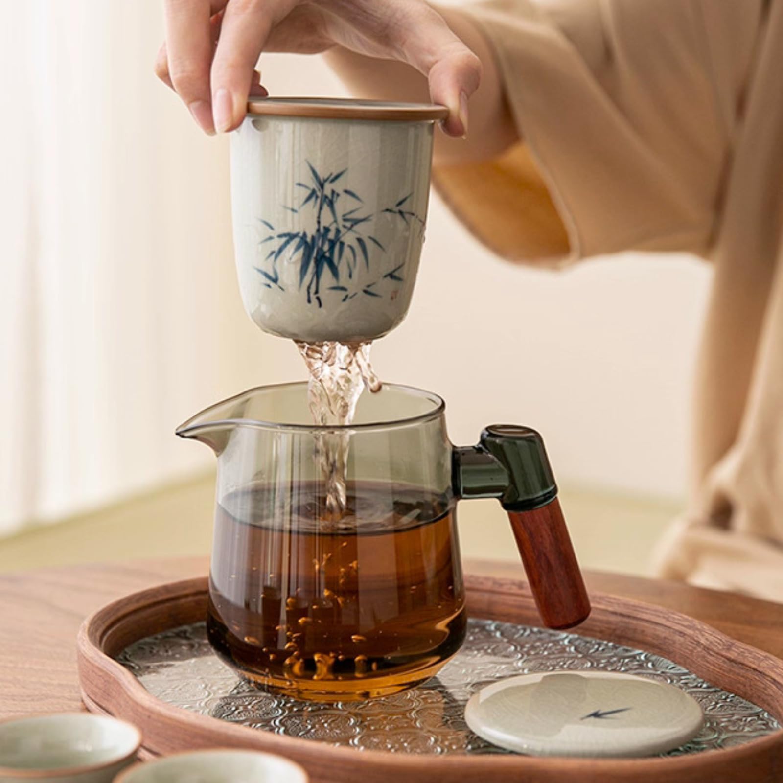 Szklany czajniczek do herbaty w stylu chińskim, 500 ml, ręcznie robiony domowy zestaw do herbaty kungfu