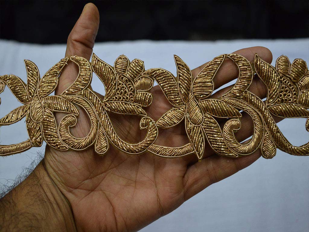 1-4M Perla Perline Pizzo Bordo Oro Argento Bronzo Nastro - Foto 5