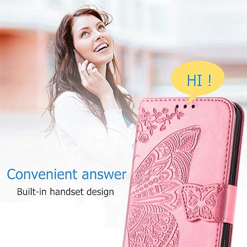 Miniatura 6 de Funda compatible con Galaxy A32 4G con diseño de mariposa con diamantes en relieve, de piel sintética, ranuras magnéticas para tarjetas con soporte
