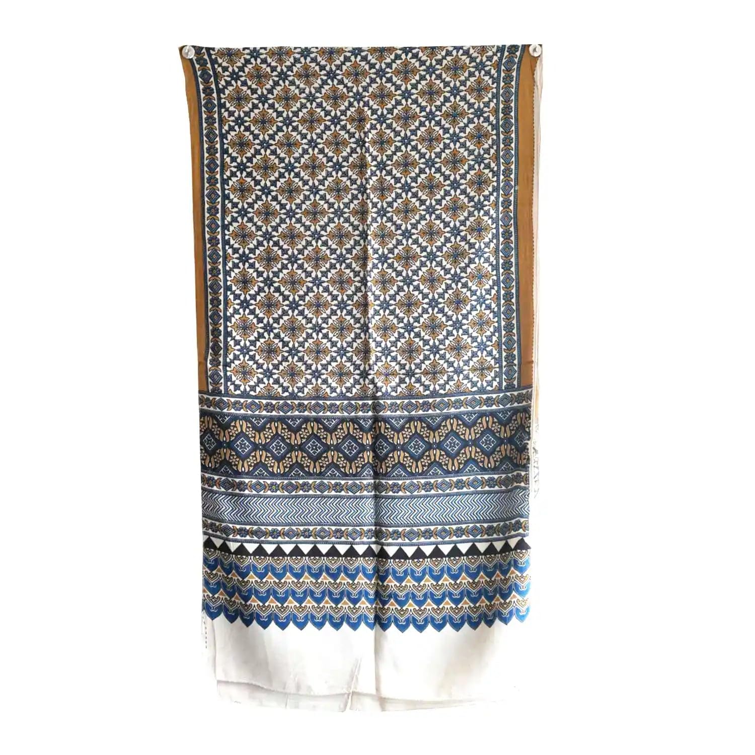Ajrakh Hand Block Print Cotton Stole | Traditional Geometric Print | 220×55 cm – Design 11-image-44