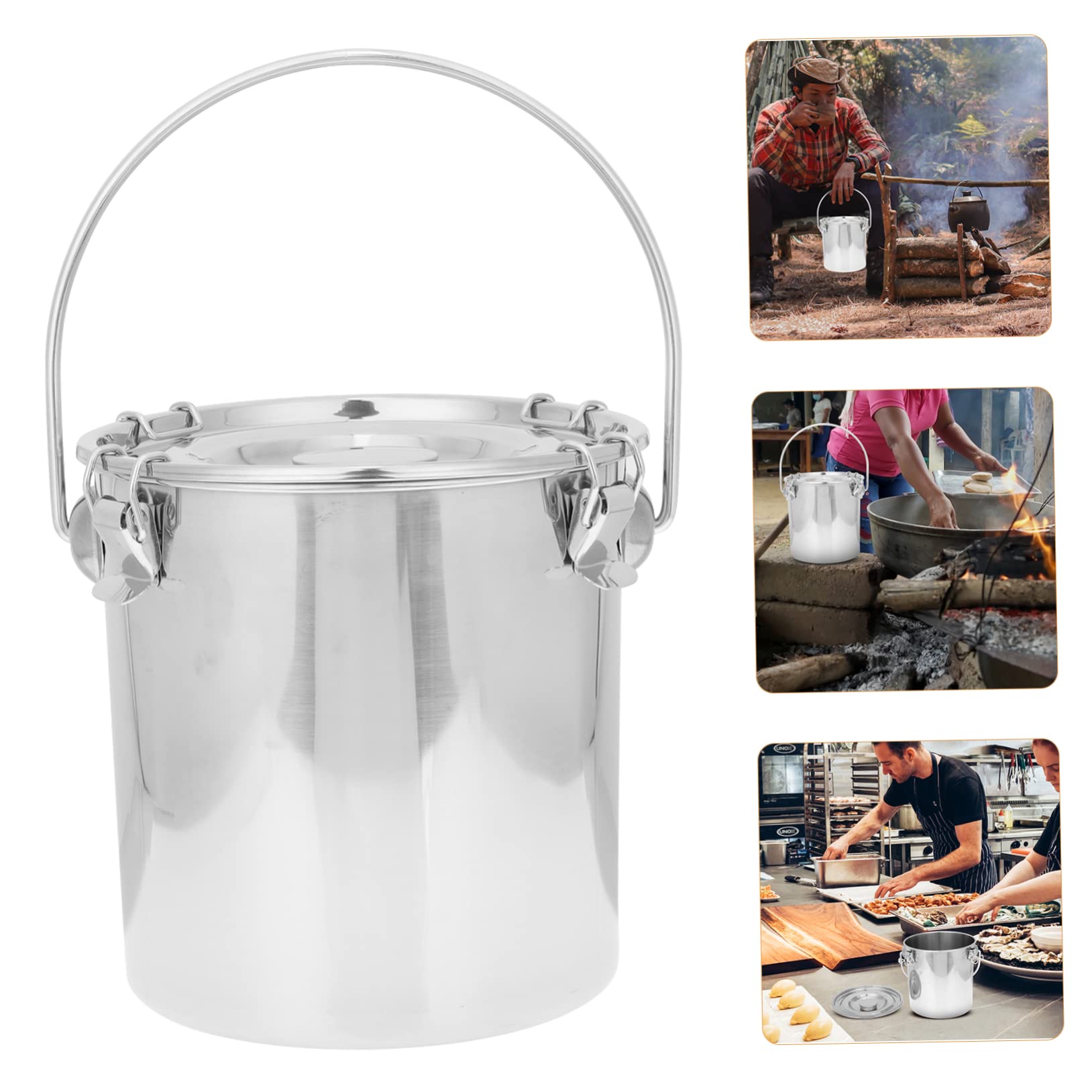 Healeved Camping Kettle Outdoor Drinkware Stainless Steel Fire Extinguisher Beer Compost Bin Container Milk Bucket