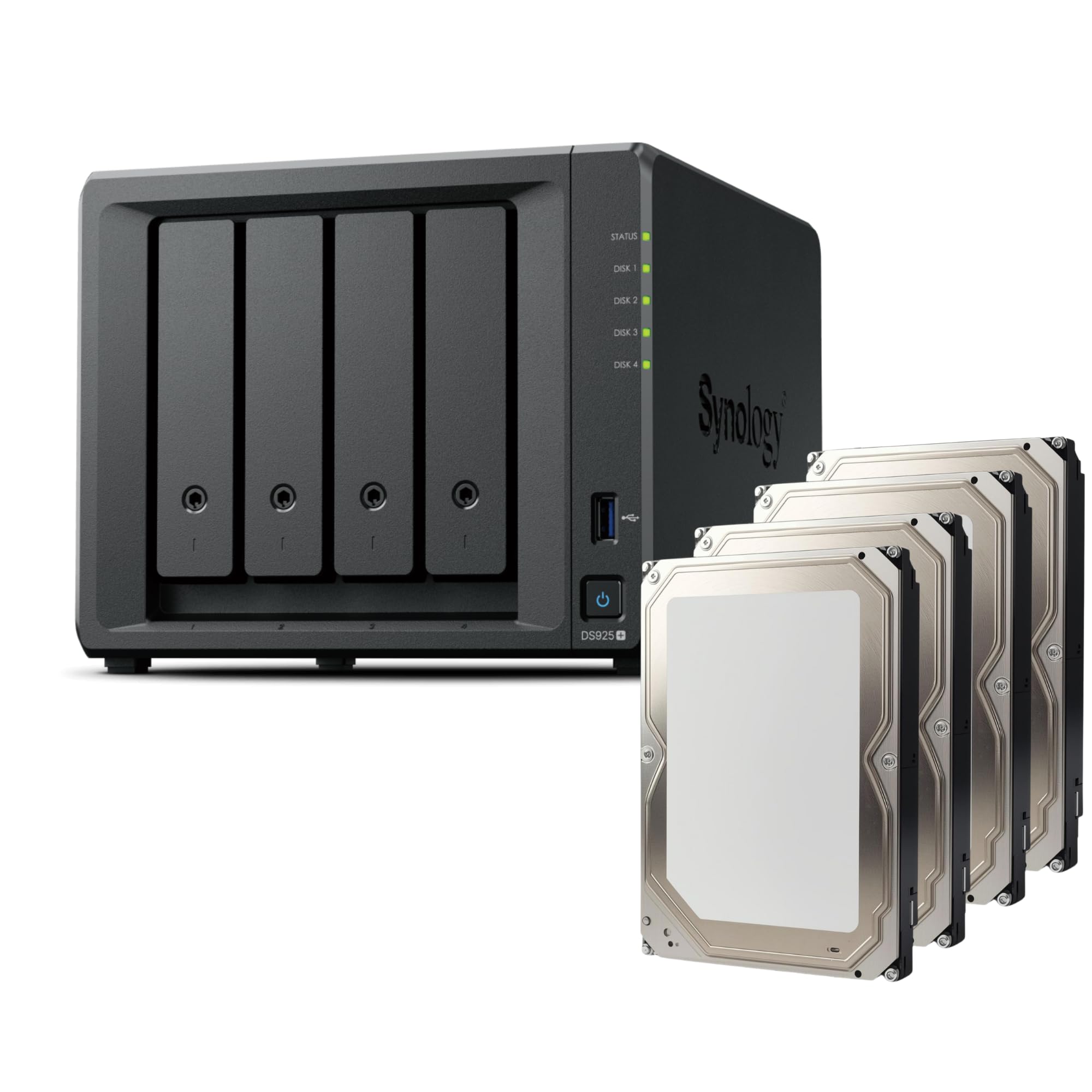Synology DS925+ Bundle 16TB Bestpreis Festplatten (4X 4TB) 4Bay Desktop NAS, 2.5GbE-Ports, 4GB RAM