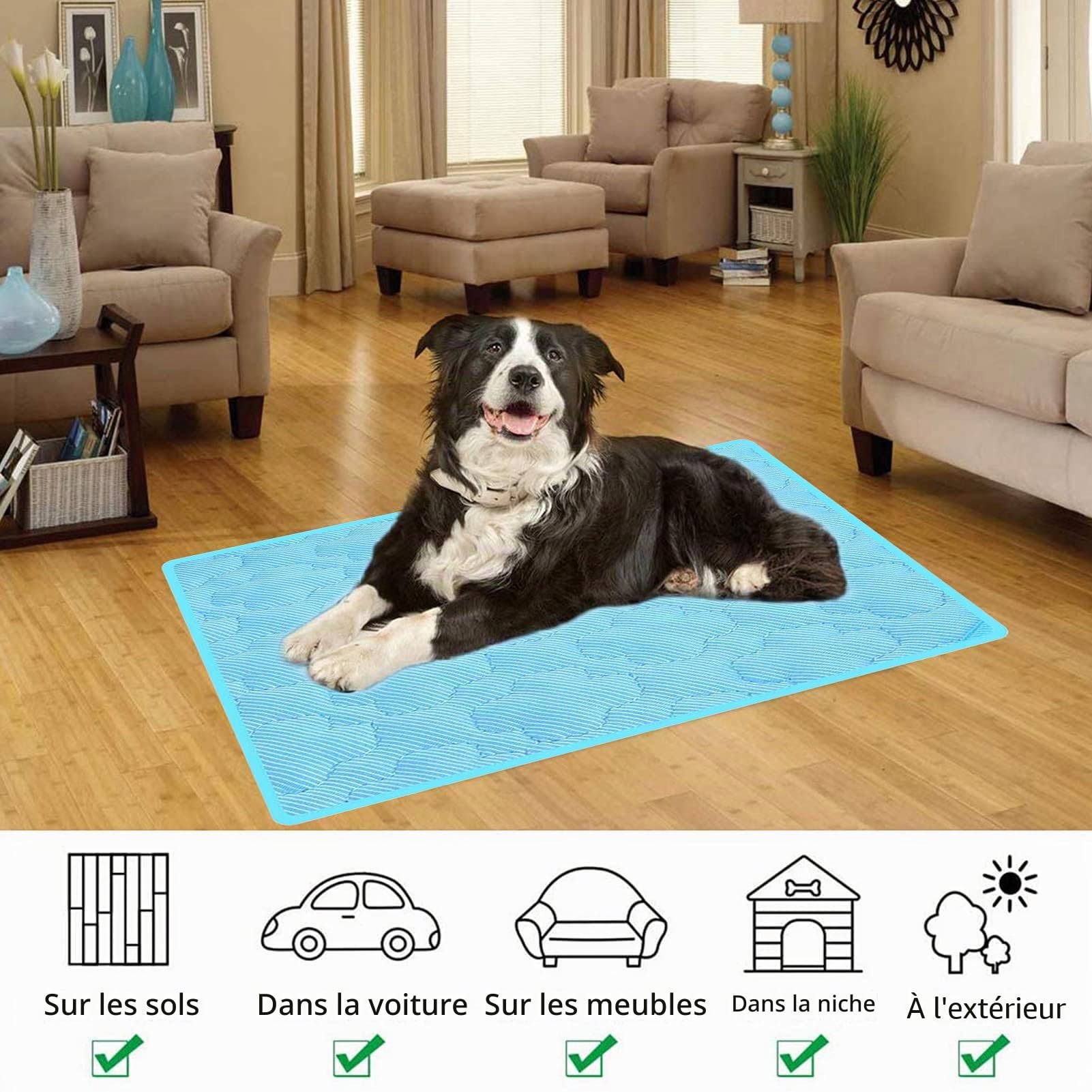 Tapis rafraîchissant pour Chien, 100 x 70 cm - Auto-rafraîchissant - Tapis rafraîchissant pour Chiens et Chats - Auto-rafraîchissant - Tapis de Refroidissement pour Animaux de Compagnie (XL)