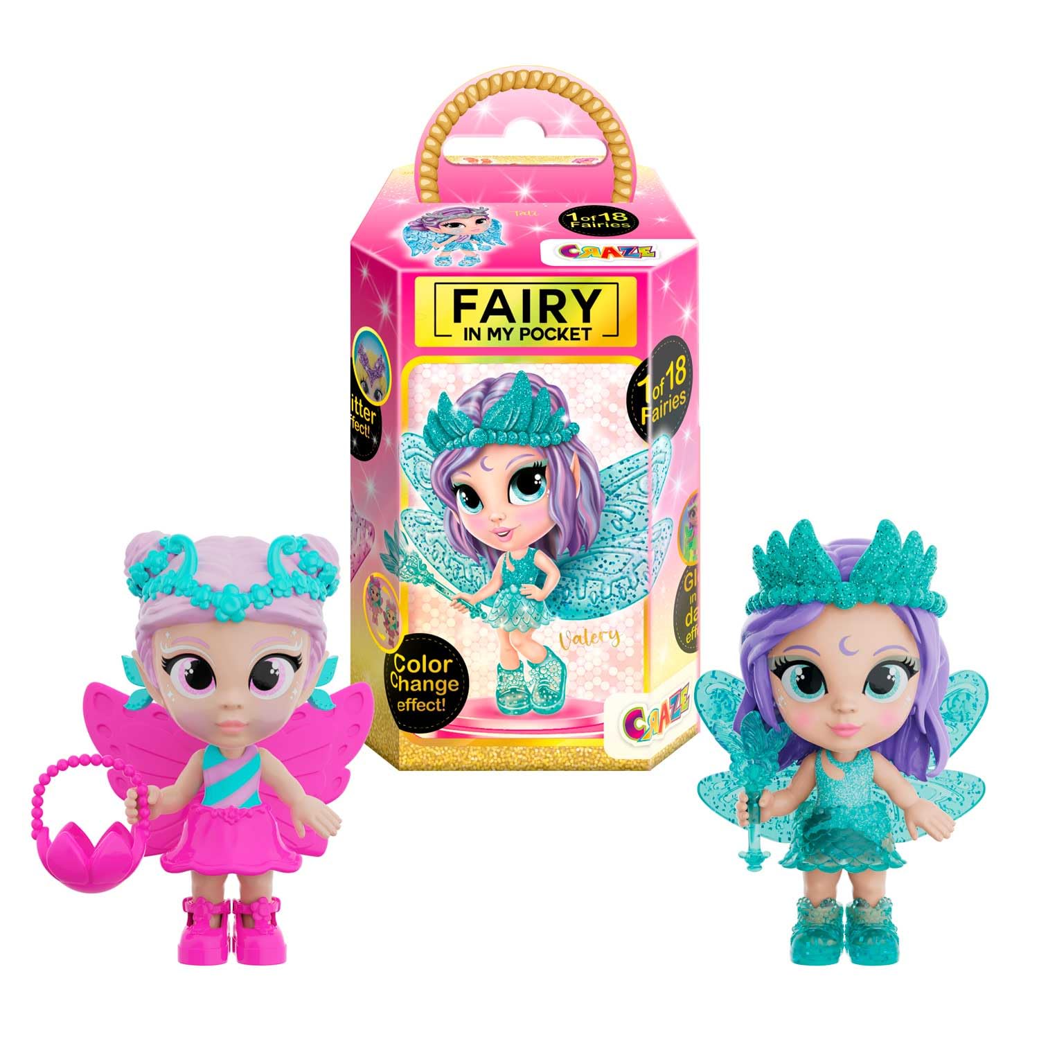 CRAZE Fairy In My Pocket Doll Set – 2 Fairy Figures with Wings and Magical Effects – Toys for Girls Age 3+ – Unicorn and Princess Themed Birthday Present for Kids