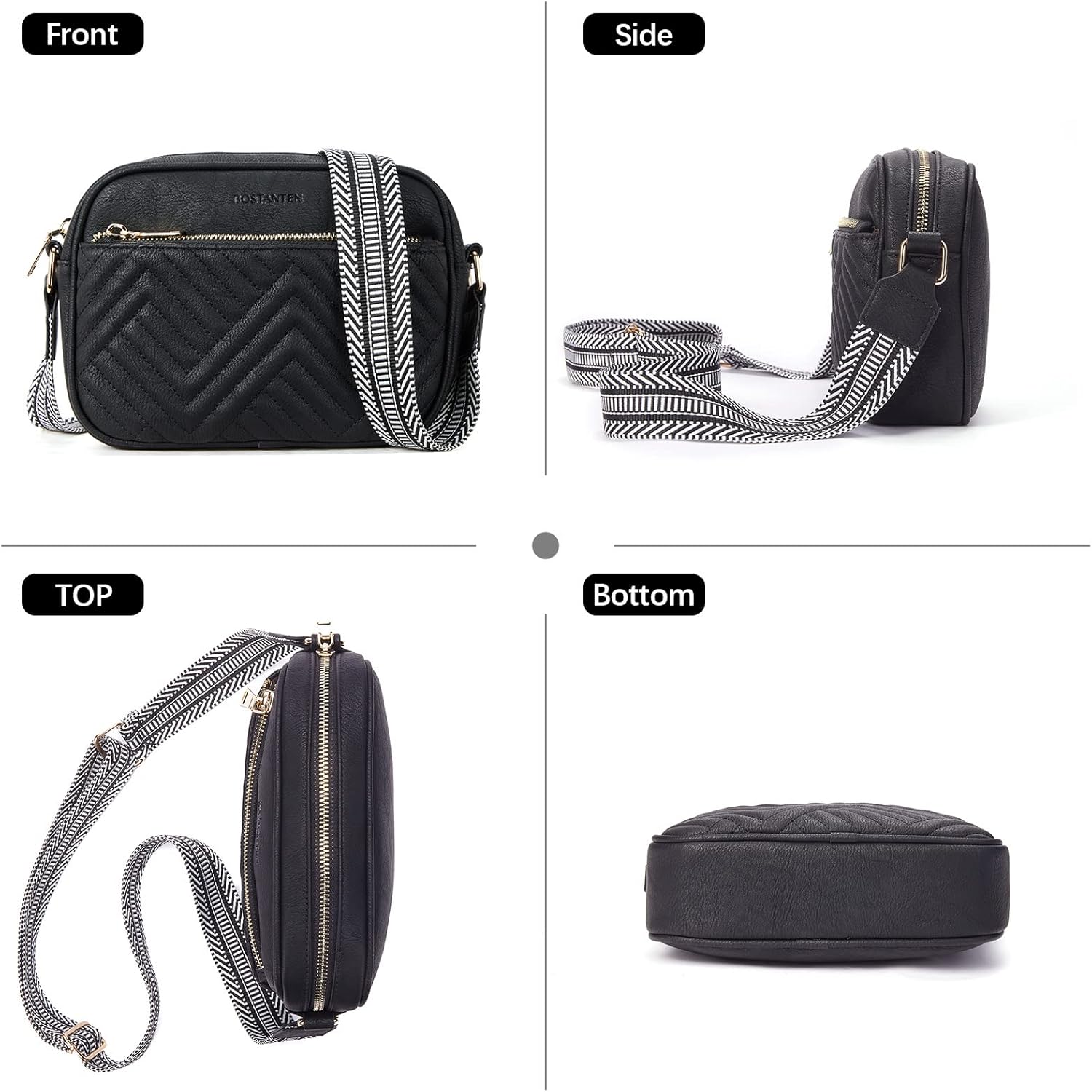 BOSTANTEN Quilted Crossbody Bags for Women Vegan Leather Purses Small Shoulder Handbags with Wide Strap | Quilted, Small, with Wide Strap, Quilted, Purses, Small - Image 6