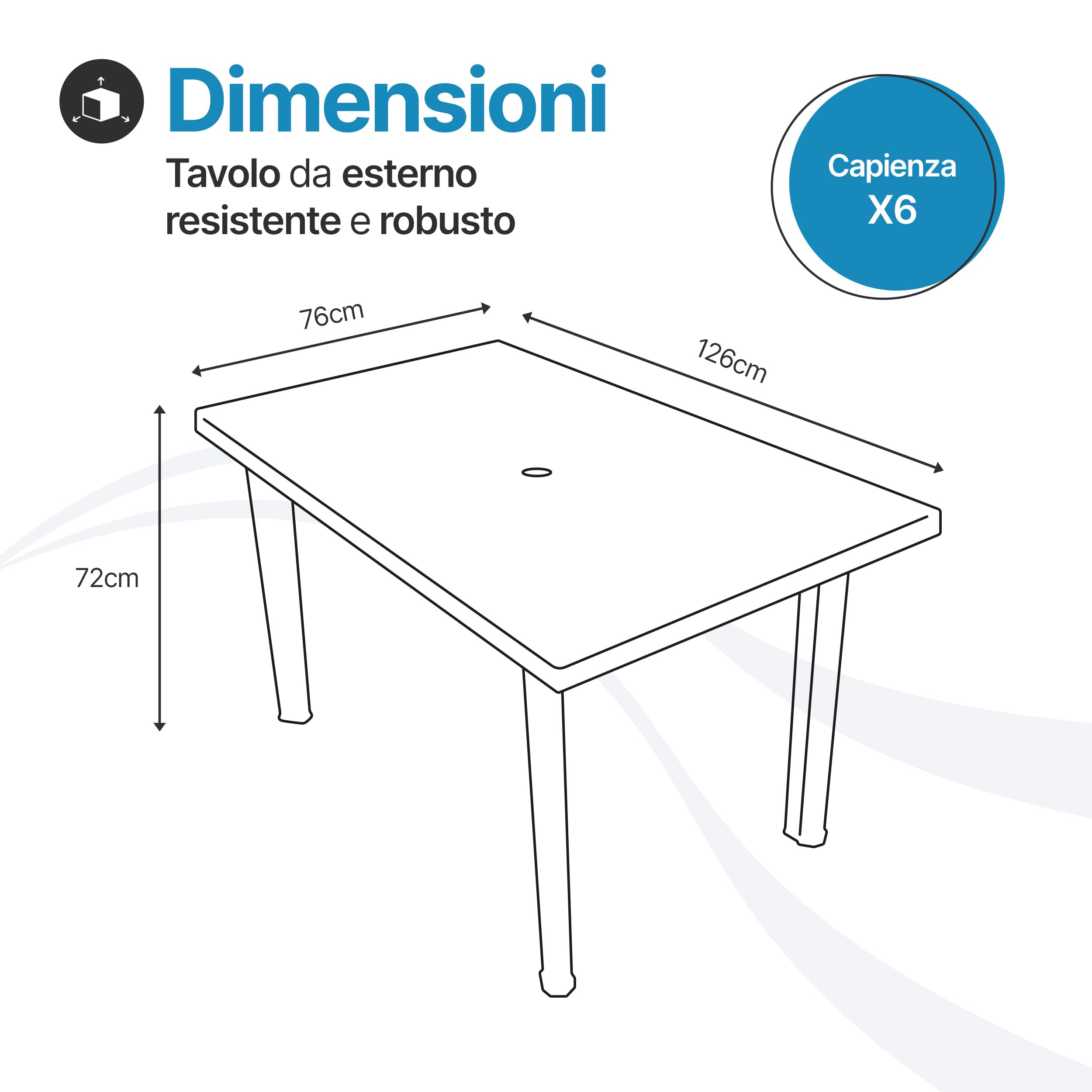 Tomaino - Tavolo Da Giardino In Plastica Rettangolare - Tavolo Plastica Esterno con Gambe Smontabili e Foro per Ombrellone - Tavolino da Esterno Verde