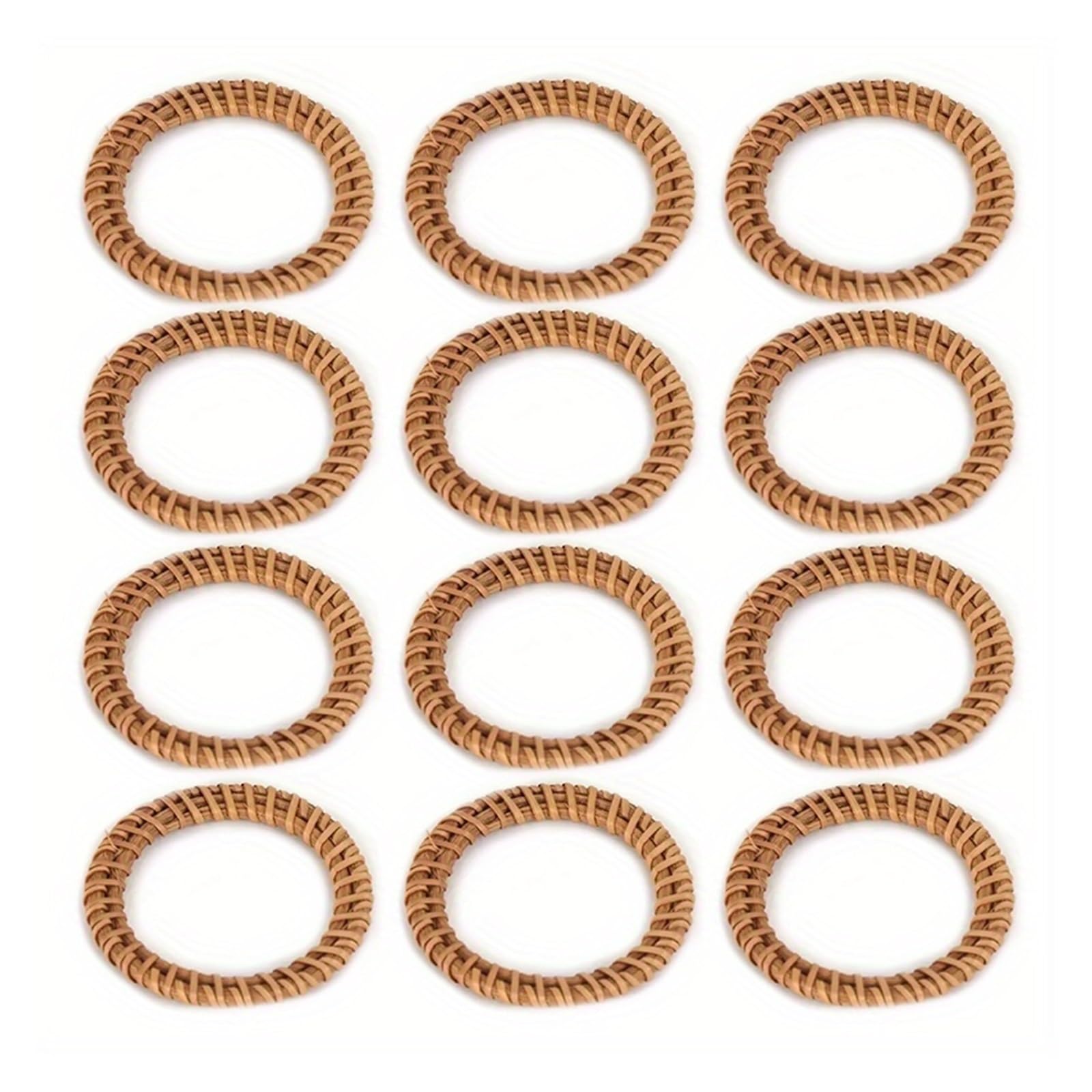 Bohemian Rattan Napkin Rings 6pcs Rustic Woven Bamboo Holders for Wedding Party Decor