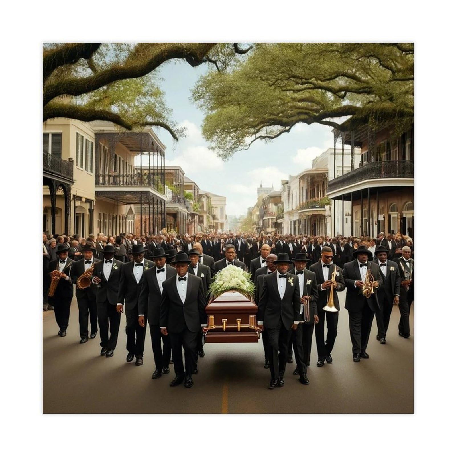 New Orleans Funeral Procession Poster Tin Sign Vintage Metal Pub Club Cafe Bar Home Wall Art Decoration Poster Retro 24"L X 24"W