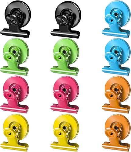 Paquete de 12 imanes para refrigerador, clips magnéticos resistentes para lista detallada, sujetadores de papel de exhibición en el hogar, la