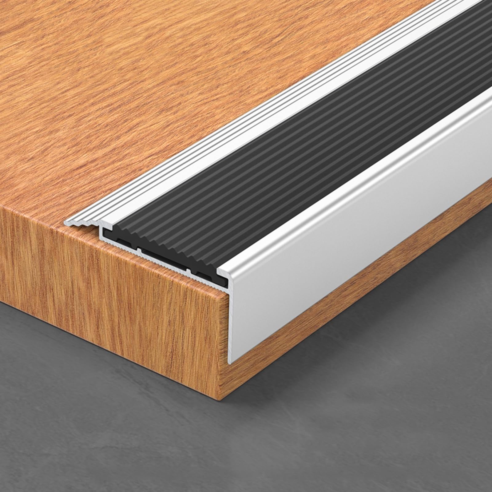 Perfil De Autoadhesivo De Borde Para Escaleras, Edge De Escaleras | Aluminio | Plata, Tiras Antideslizantes Para Peldaños Esquina Cantos Protector Nariz De Escalera De Caucho(Negro,1mx2.1cmx5.5cm)