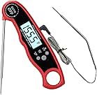 Meat Thermometer, 2 in 1 Meat Thermometer Instant Read, Digital Food Thermometer with Alarm Function Backlight for Cooking, Grilling, Smoking, Frying, Baking, Kitchen, Oven, Turkey, Steak (Red)