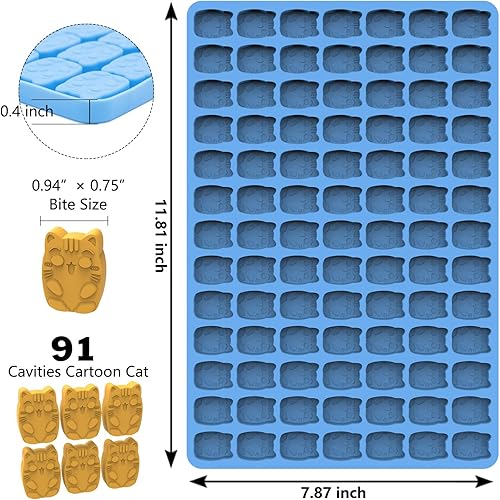 Miniatura 2 de Amyandone Molde de gato de dibujos animados, 91 cavidades, mini moldes de silicona con forma de animal para chocolate, dulces, fondant para