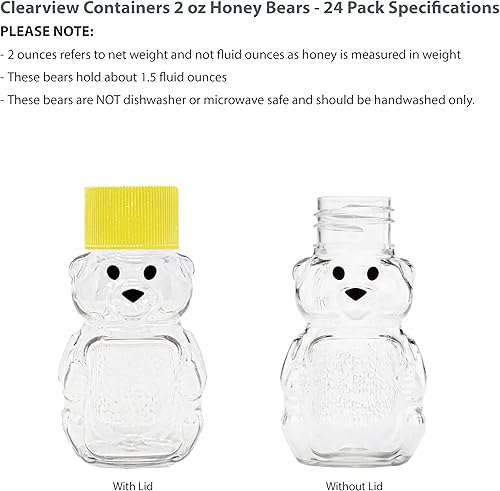 Miniatura 4 de Osos de miel de 2 onzas con tapa superior de rosca amarilla sellable - Paquete de 24 (2 oz. oso, 24 unidades, amarillo)