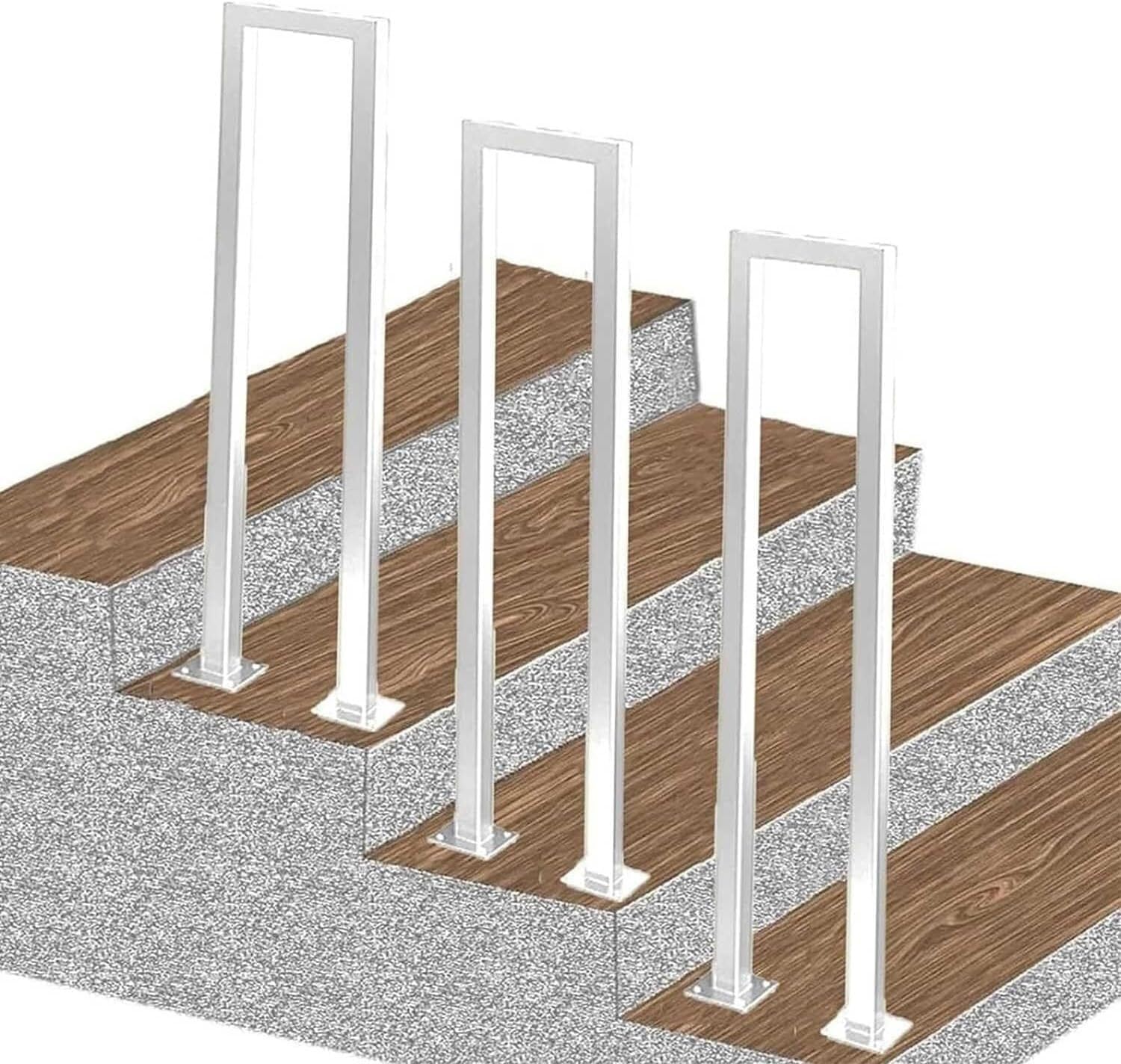 Stair Railing Indoor, Hand Rails for Outdoor Steps, Metal Wrought Iron Modern Stair Railing, Villa Garden Loft Support Bar, for Home Villa Loft Decorative Fence(55CM/1.8FT)