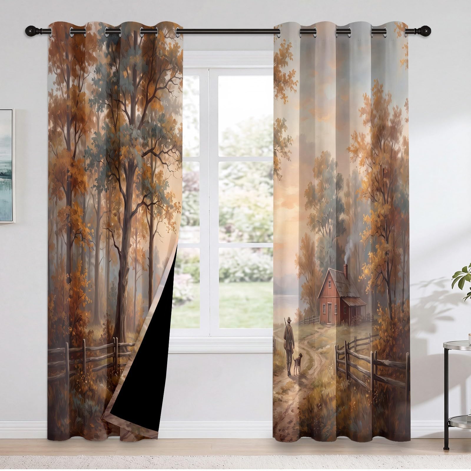 Vintage Ländlicher Vorhänge Verdunkelungsvorhang H245 x B100 cm 2er Set