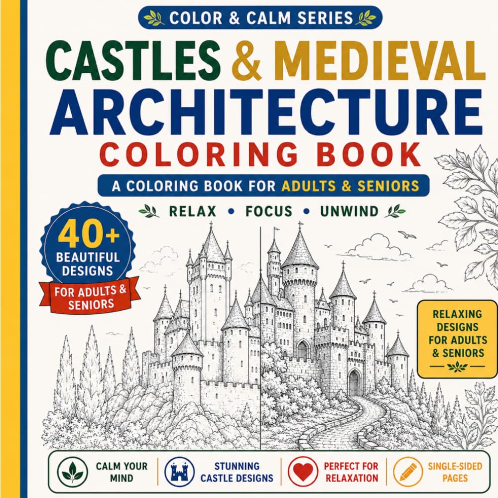 Castles & Medieval Architecture: An Adult Coloring Book of Castles, Cathedrals and Medieval Architecture (COLOR & CALM SERIES)