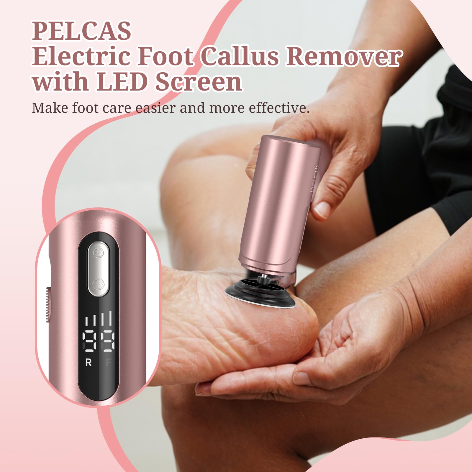 PELCAS Electric Foot Callus Remover 2-in-1 Pedicure and Nail Care Kit