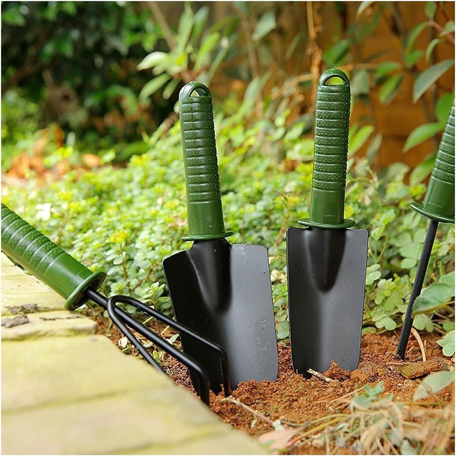 Attrezzi da Giardinaggio in ghisa, Set di cazzuole da Giardino Nere e Verdi for piantare e trapiantare