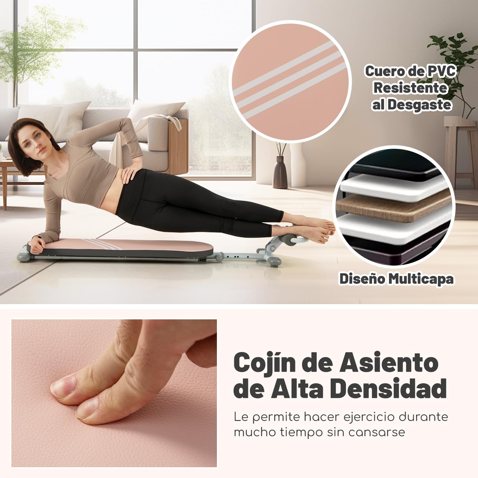 GOPLUS Banco de Abdominales Plegable, Banco de Pesas Inclinable con Ángulo Ajustable de 3 Niveles, Longitud Ajustable, Banco de Entrenamiento para Abdomen, Gimnasio, para Adolescentes de 14-18 Años
