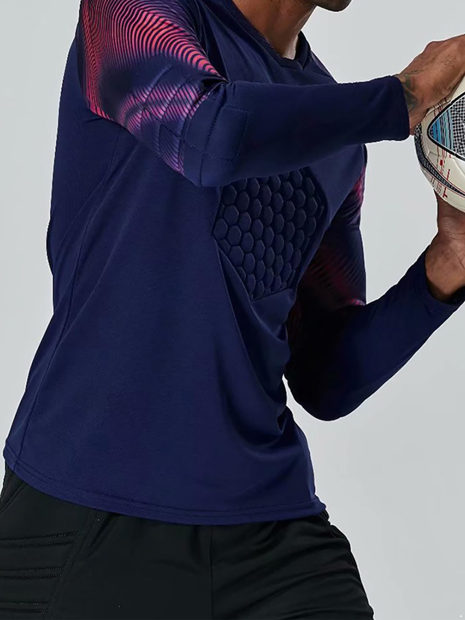 TTAO Kids Boys Soccer Jersey Goalkeeper Training Sweatshirt Gladiator Goalie Pullover Shirt Activewear Navy Blue 13-14 Years