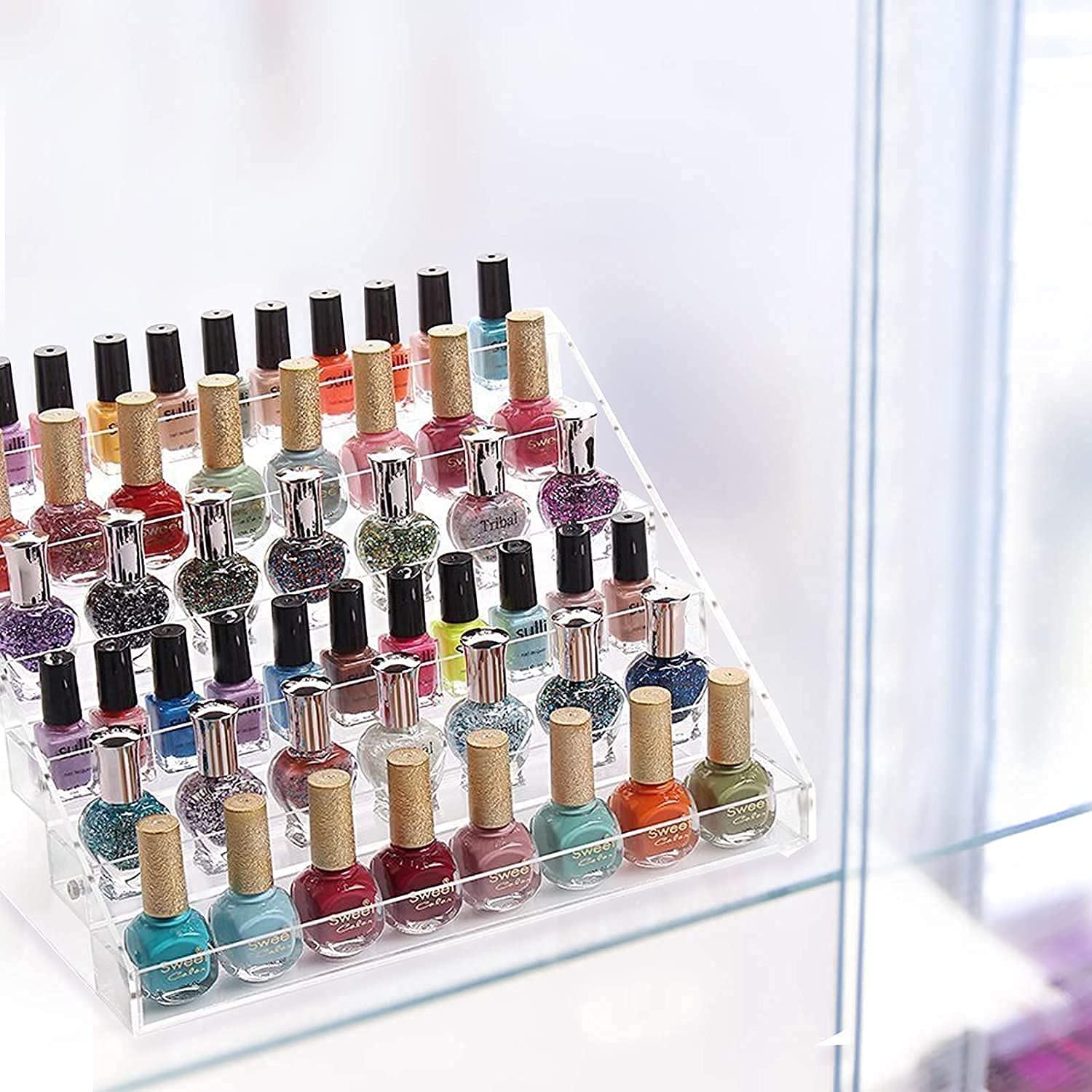 Wakects Porta Smalti per Unghie Espositore Smalti Tavolo Organizzatore per Unghie, Rossetto, Supporto Trasparente per Trucco, Rossetto e Cosmetici (#6 (7 Floor)
