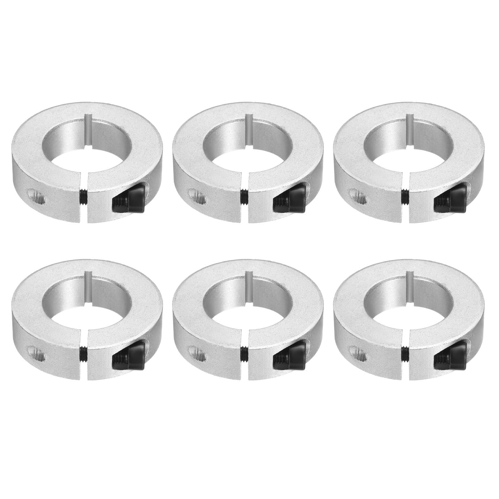 6 piezas Collar de sujeción partido para eje 25mm diámetro interior 45mm DE 12mm espesor aleación de aluminio 6061 abrazadera de tornillo