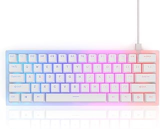 XVX 60% Mechanical Gaming Keyboard, Womier K61 Hot Swappable Wired Keyboard, Gateron Switch Dual RGB Backlit Ultra-Compact 61 Keys for PC PS4 Xbox (White,Blue Switch)