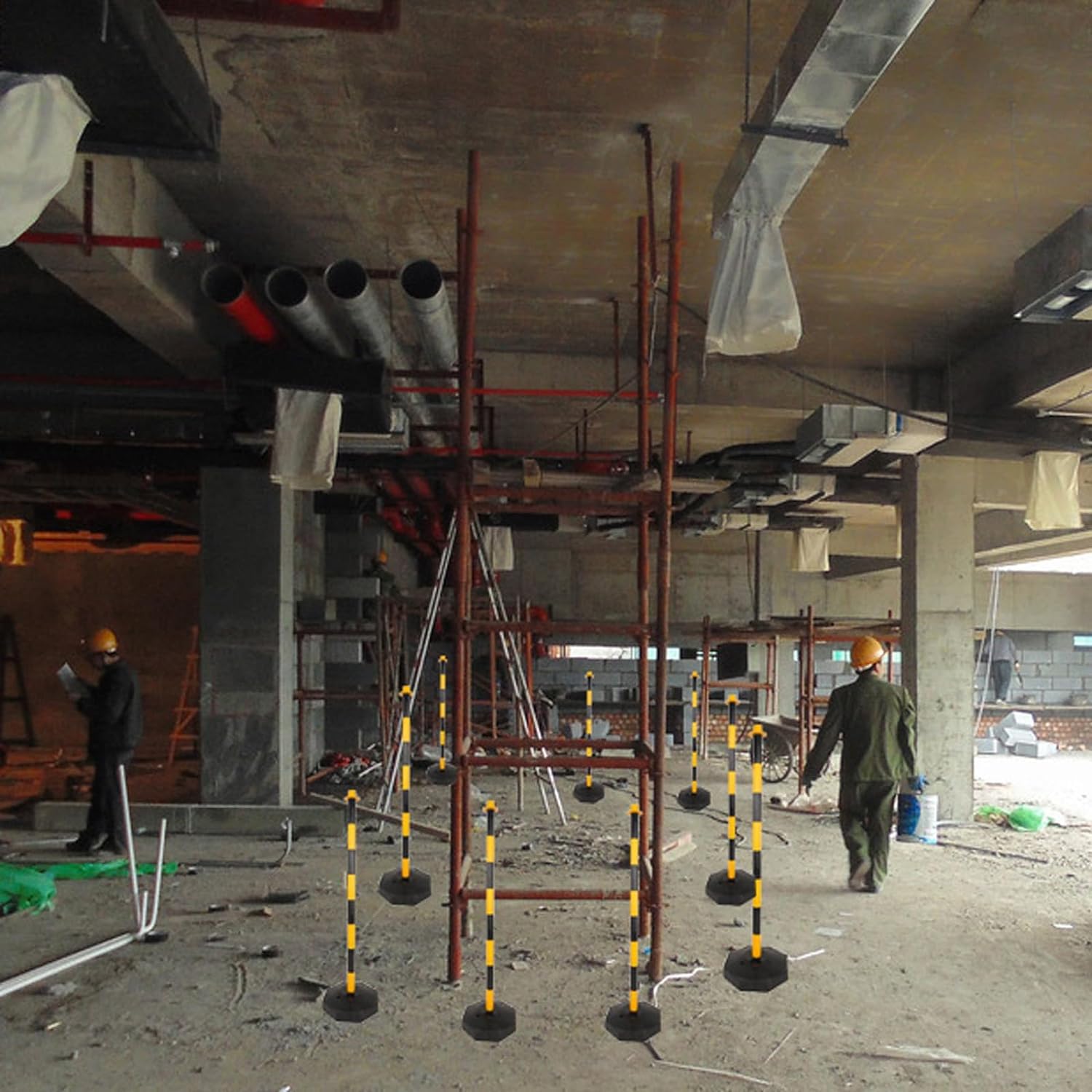 Pila de Aislamiento 1 Cono de Columna de señalización de tráfico con Base de llenado, Utilizado for Control de multitudes en Exteriores e Interiores en Control de tráfico(A)