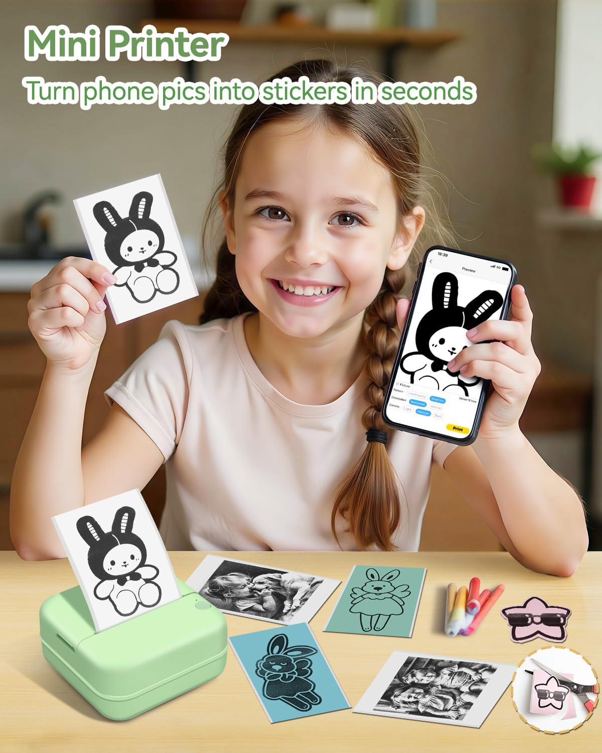 Mini Stampante Portatile Aptika 14 Rotoli Adesivi - Dettaglio