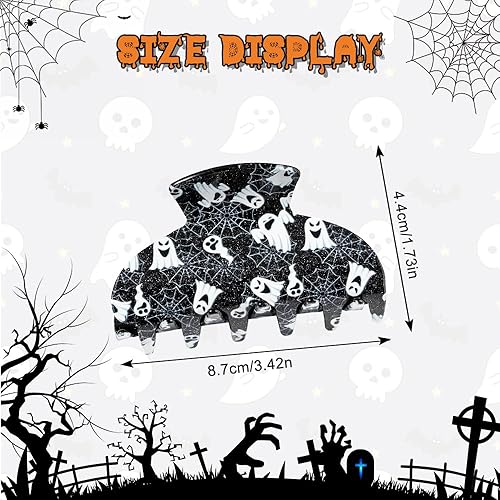 Miniatura 7 de Pinzas para el cabello de Halloween, fantasma, antideslizantes, tela de araña, mueca negra, diseño exquisito, clips de garra, regalos de fiesta,