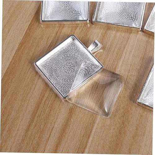 Miniatura 8 de EXCEART 40 juegos colgantes colgantes cuadrados bisel colgante bandejas colgantes artesanía colgantes aleación cúpula Accesorios